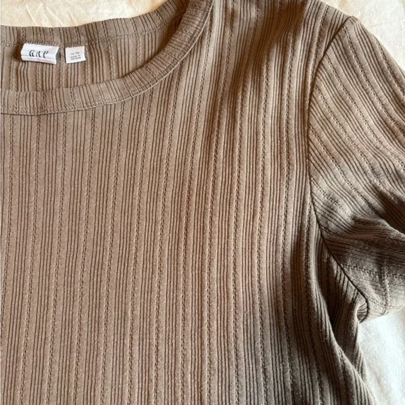 GAP Brown Ribbed Short Sleeve Tee - Picture 4 of 4